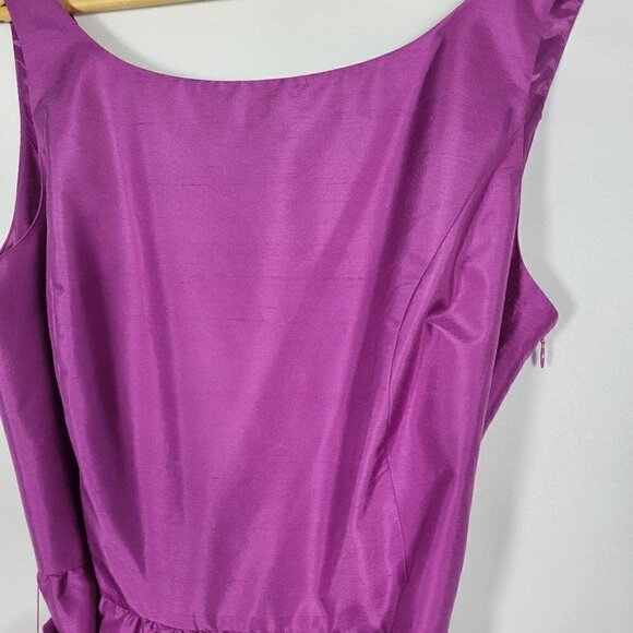 NWT Ann Taylor Women's Celebrations Silk Dupioni Purple Belted Dress Size 14 - Picture 5 of 16